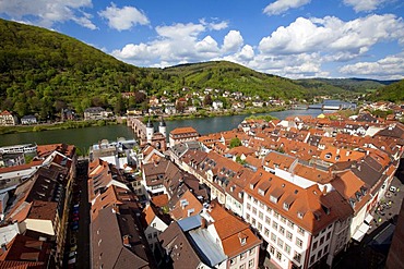 North view with the old bridge gate, Neckar, Heidelberg, Baden-Wuerttemberg, Germany, Europe