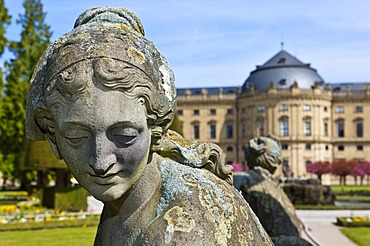 Court Gardens, Wuerzburg Residenz, a Baroque palace, UNESCO World Heritage Site, Wuerzburg, Bavaria, Germany, Europe