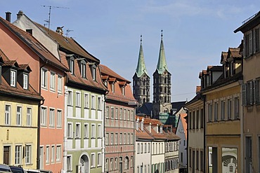 Kaulberg overlooking Bamberg Cathedral, Bamberg, Upper Franconia, Bavaria, Germany, Europe