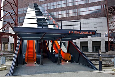 Stairway to visitor's level of the Ruhr Museum, colliery Zeche Zollverein, UNESCO World Cultural Heritage, Essen, North Rhine-Westphalia, Germany, Europe