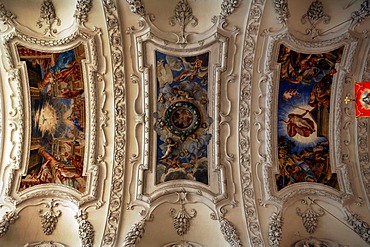 Part of the decorative ceiling vault of the monastery church of St. Benedikt, 17th century, Italian early baroque, Benediktbeuren, Upper Bavaria, Bavaria, Germany, Europe