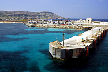 Jetty, pier in Cirkewwa, Marfa Point, Malta, Mediterranean, Europe