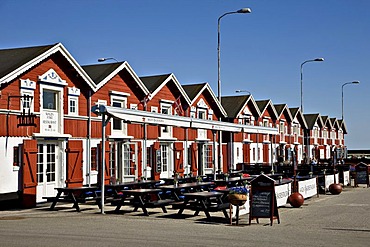 The famous fish restaurants at the harbour in Skagen, Denmark, Europe