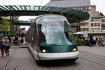 Modern city tram in Strasbourg, Alsace, France, Europe