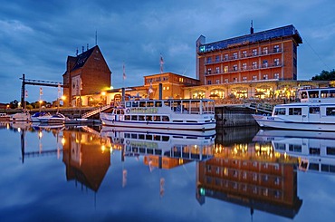 Granary and Doemitzer Hafen Hotel, Doemitz, Mecklenburg-Western Pomerania, Germany, Europe