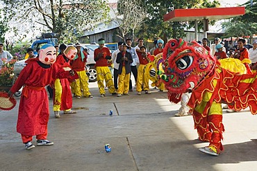 Dragon dance, Chinese New Year, Kampong Thom, Cambodia, Indochina, Southeast Asia