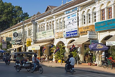 Colonial house in the old market, Old Market, Psar Chas, Siem Reap, Cambodia, Indochina, Southeast Asia, Asia