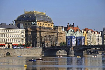 National Theatre, Narodni divadlo, Legion Bridge, Old Town, Prague, Czech Republic, Europe