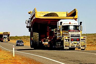 2 Haulpak Dump Trucks being transported by road, Northwest Australia