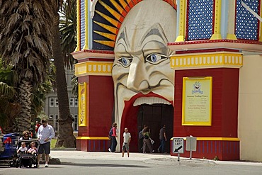 Entrance to the Luna Park amusement park in St. Kilda, Melbourne, Victoria, Australia