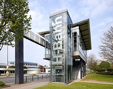 H-Bahn station, elevated railway, Dortmund Technology Park, Dortmund, Ruhr Area, North Rhine-Westphalia, Germany, Europe