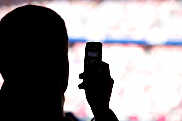 Spectators in a stadium during a football match