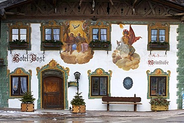 Mural painting in Wallgau, Bavaria, Germany, Europe