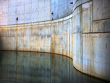 Concrete walls with water, Kempten, Bavaria, Germany, Europe