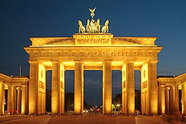 Illuminated Brandenburg Gate, Berlin, Germany, Europe