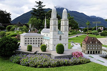 Grossmuenster and Water Church in miniature, Swissminiatur, Melide, Lugano, Ticino, Switzerland, Europe