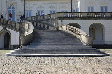 Stairway to Schloss Solitude Castle, North view, Stuttgart-West, Stuttgart, Swabia, Baden-Wuerttemberg, Germany, Europa