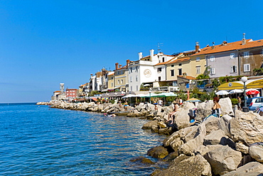 Waterfront, Piran, Primorska Region, Slovenia, Europe