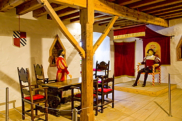 Reconstructed historic chamber, Predjama Castle, Slovenia, Europe