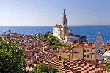 View from the town walls, Piran, Slovenia, Europe