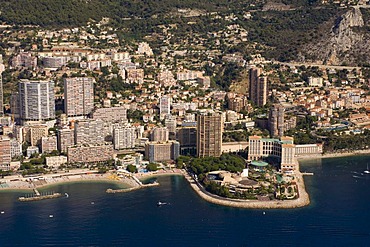 Aerial view, Larvotto beach, Monte Carlo, Monaco, Cote d'Azur, Europe