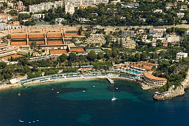 Aerial view, Monte Carlo Beach Club and Tennis Club, Monaco, Cote d'Azur, Europe