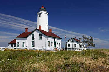 Dungeness Lighthouse on the sandspit of Olympic Peninsula, Sequim, Washington, USA