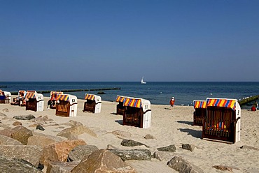 Beach chairs on the beach of Kuehlungsborn on the Baltic Sea, Mecklenburg-Western Pomerania, Germany, Europe