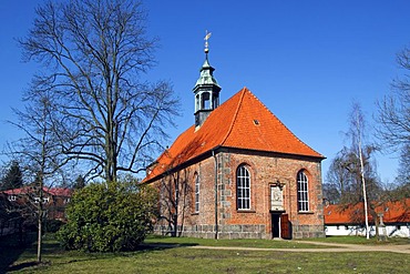 Historic Schlosskirche, Castle Church, rear view, in Ahrensburg, Stormarn district, Schleswig-Holstein, Germany, Europe