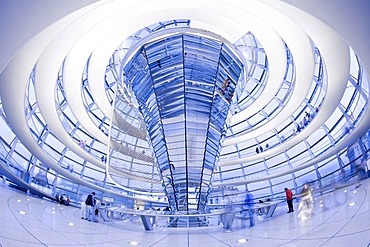 Interior view of the Glass Dome of the Reichstag Building, Berlin, Germany, Europe