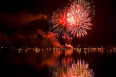 Fireworks at Tegernsee lake, Bad Wiessee, Bavaria, Germany, Europe