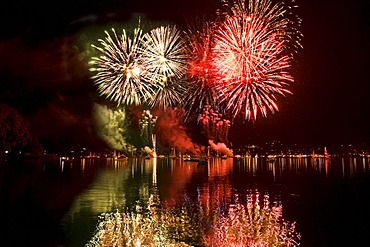 Fireworks at Tegernsee lake, Bad Wiessee, Bavaria, Germany, Europe