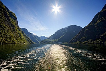 Cruise through the narrow NÃŠrÂ¯yfjord, Norway, Scandinavia, Europe