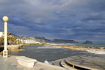 Storm, promenade, storm flood, waves, flood, Altea, Alicante province, Costa Blanca, Spain, Europe