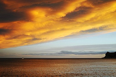 Sunset, clouds, sea, evening sky, Altea, Alicante province, Costa Blanca, Spain, Europe