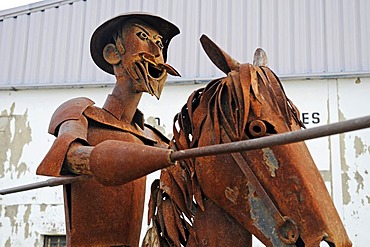 Don Quixote, metal sculpture, rust, Gata de Gorgos, Javea, Costa Blanca, Alicante province, Spain, Europe