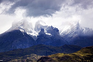 Mountain Cuernos del Paine in Torres del Paine National Park, Magellanes Region, Patagonia, Chile, South America