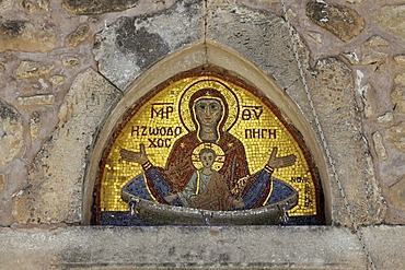 Mosaic, Moni Kalivianis convent, orphanage, girl boarding school and retirement home, Crete, Greece, Europe