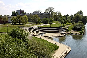 Donaubuehne stage, Klenzepark, Reduit Tilly fortress, Ingolstadt, Bavaria, Germany, Europe