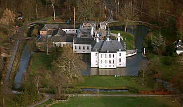 Aerial picture, Gartrop moated castle, Graefte, Huenxe, North Rhine-Westphalia, Germany, Europe