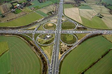 Aerial photo, Kamen cross, junction A1 A2, Kamen, Ruhr area, North Rhine-Westphalia, Germany, Europe