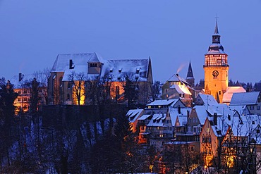 Town view of Backnang in winter, Rems-Murr-Kreis district, Baden-Wuerttemberg, Germany, Europe