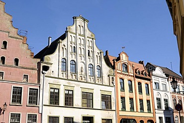 Row of houses in Wismar, Mecklenburg-Western Pomerania, Germany, Europe