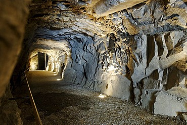 Tunnel dug into the rock to the Upper Forttress, Franzensfeste or Fortezza village, Eisacktal valley, Southern Tyrol, Italy, Europe,