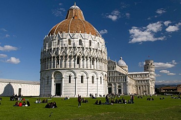 Baptistry of the cathedral of Santa Maria Assunta and Campanile, baptistery, Leaning Tower, UNESCO World Heritage, Pisa, Tuscany, Italy, Europe