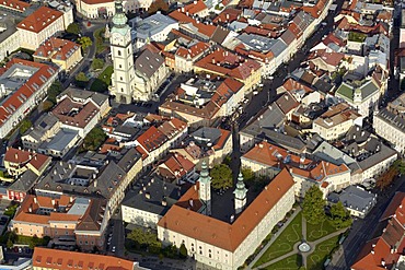 Aerial photo, Klagenfurt, house, parish church, Carinthia, Austria, Europe