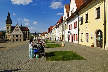 Historic townhall and St Egidia church at the city square of Bardejov, Unesco World Heritage Site, Slovakia, Eastern Europe