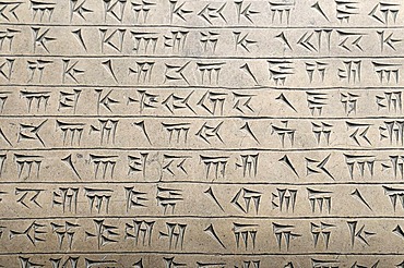 Ancient Cuneiform writing, inscription on a stone, National Museum, Tehran, Iran, Persia, Asia