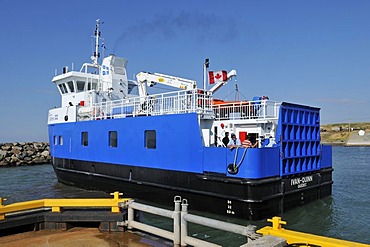 Ferry Ivan Quinn in the harbour of Ile d'Entree, Entry Island, Iles de la Madeleine, Magdalen Islands, Quebec Maritime, Canada, North America