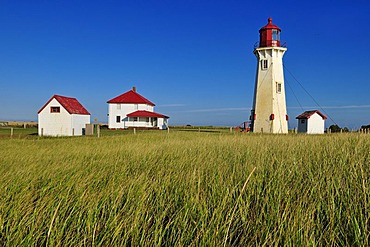 Lighthouse of Bassin at Cap du Sud, Ile du Havre Aubert, Iles de la Madeleine, Magdalen Islands, Quebec Maritime, Canada, North America